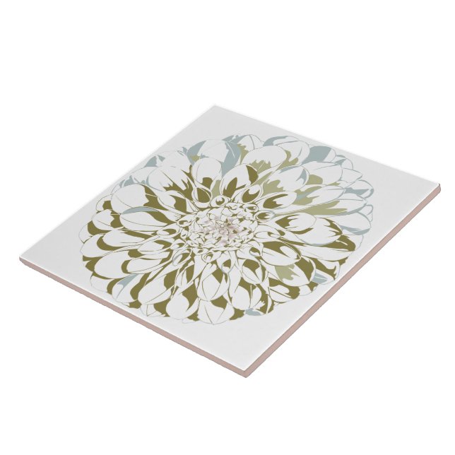 Carreau en céramique fleur de dahlia  (Côté)