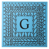 Carreau en céramique KNIT PURL BLUE + Initiale