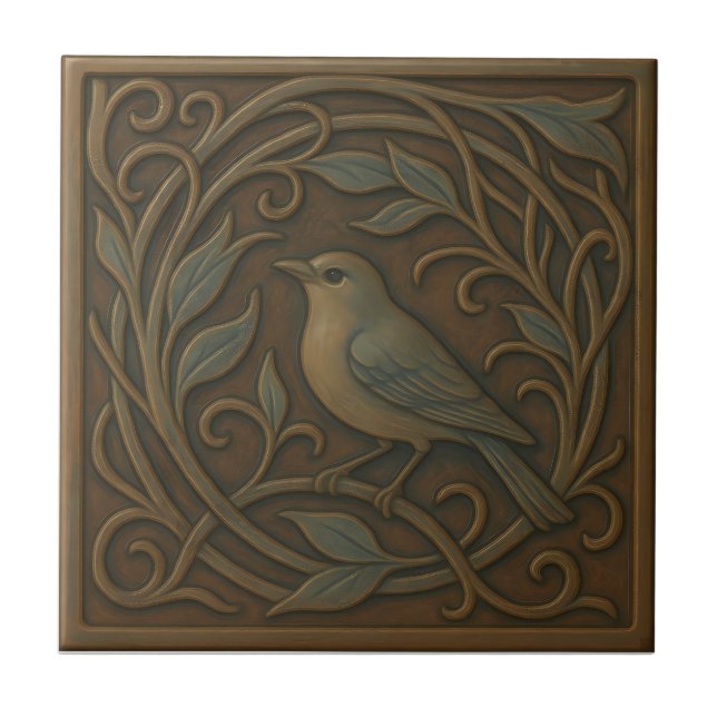 Carreau en céramique Oiseau-Mouche Bronze (Devant)