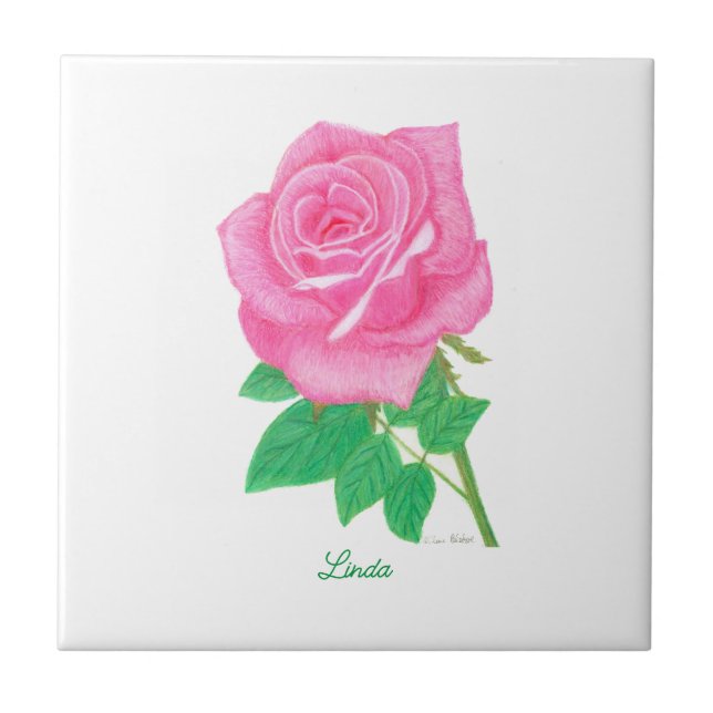 Carreau en céramique rose rose avec texte (Devant)