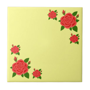Carreau en céramique Rose rouge avec boutons