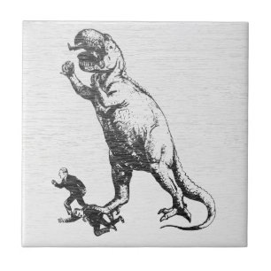 Carreau en céramique T-Rex vintage poursuivant des