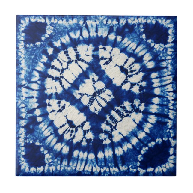 Carreau en céramique teint Shibori (Devant)