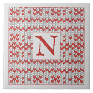 Carreau en céramique TRICOT NORDIQUE ROUGE + Initi