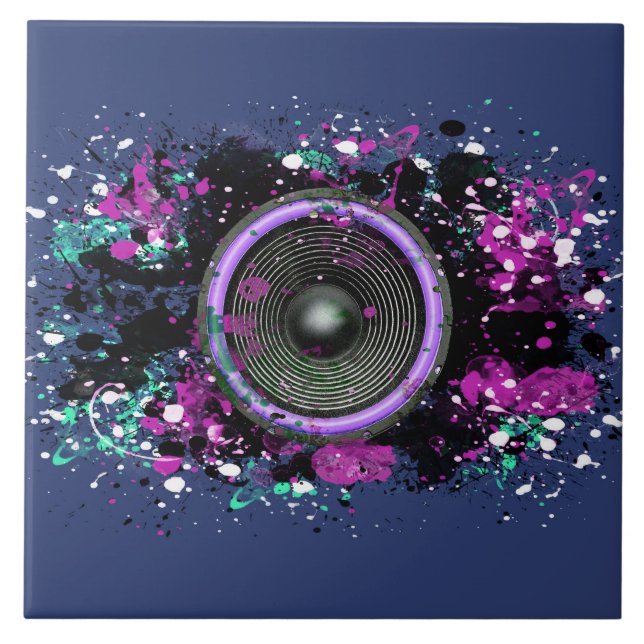 Carreau Enceinte musicale et peinture éclaboussée (Devant)