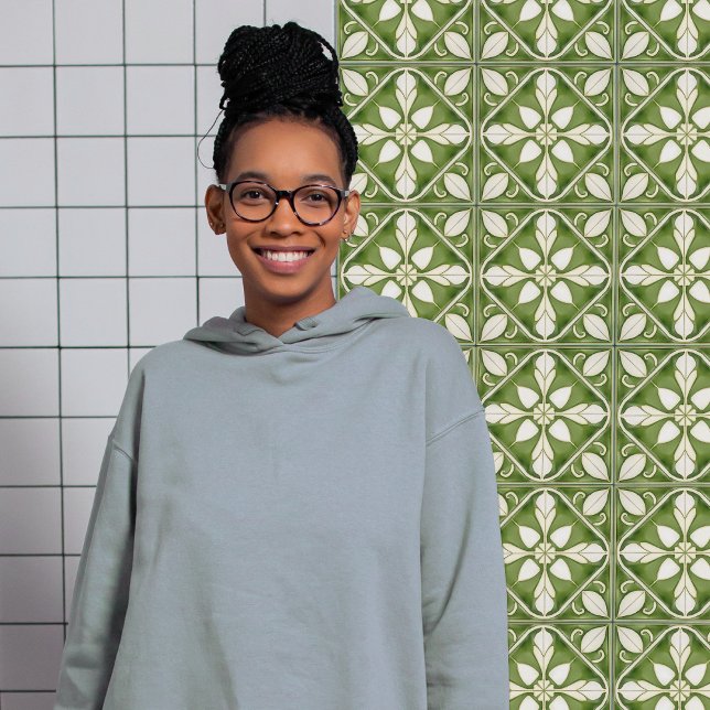 Carreau Enchanter Symétrique Olive Green Peridot Floral (Créateur téléchargé)