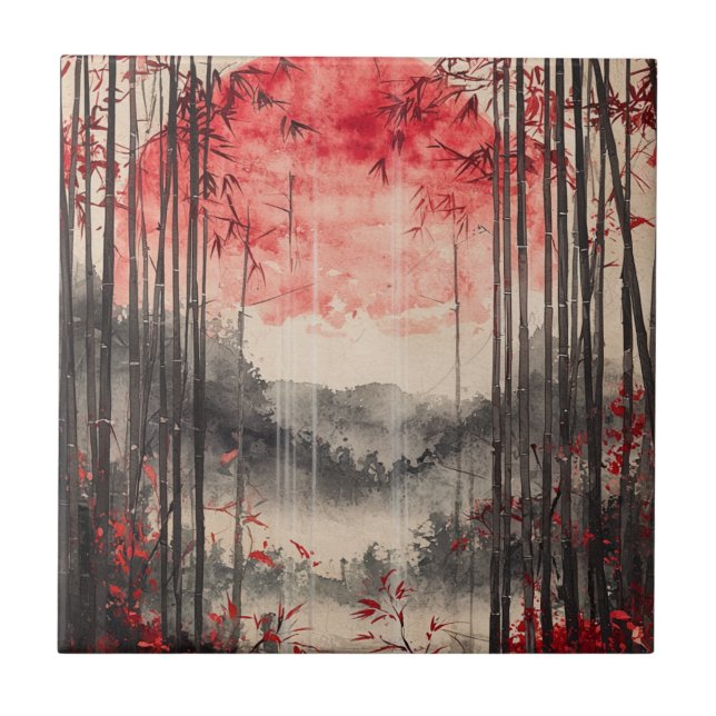 Carreau Encre lavée Sakura Lune de sang (1) (Devant)