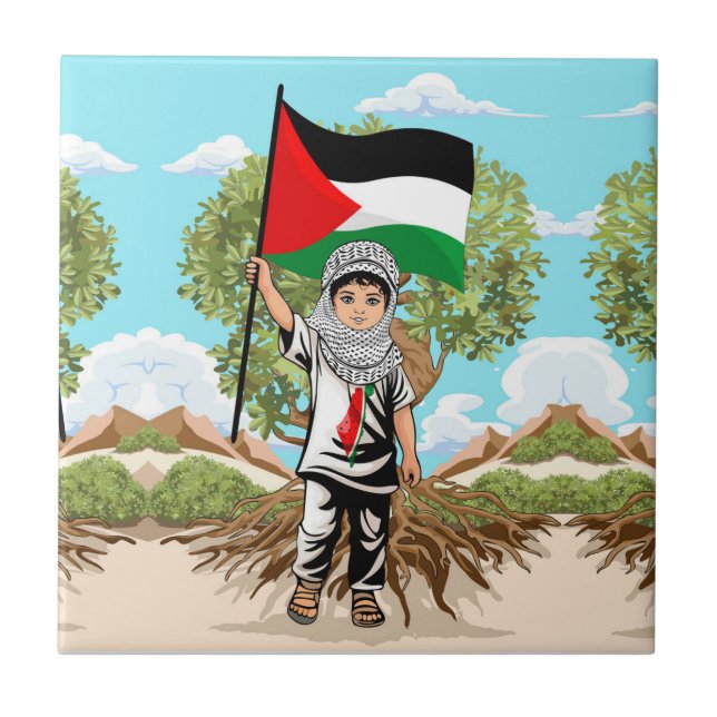 Carreau Enfant avec le drapeau de Keffiyeh Palestine (Devant)