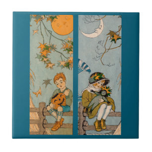 Carreau Enfant et fille des années 1920 en automne
