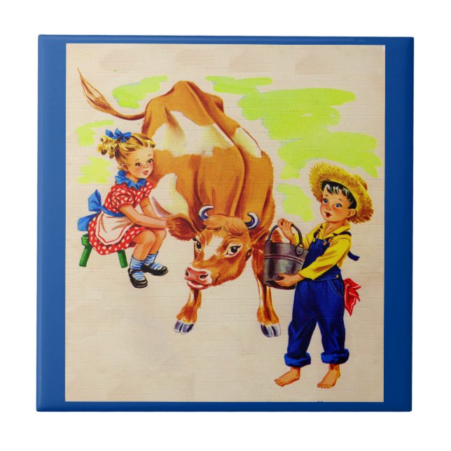 Carreau enfants adorables avec la vache adorable (Devant)