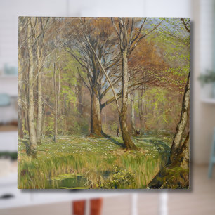 Carreau Enfants dans la forêt printanière H.A. Brendekilde