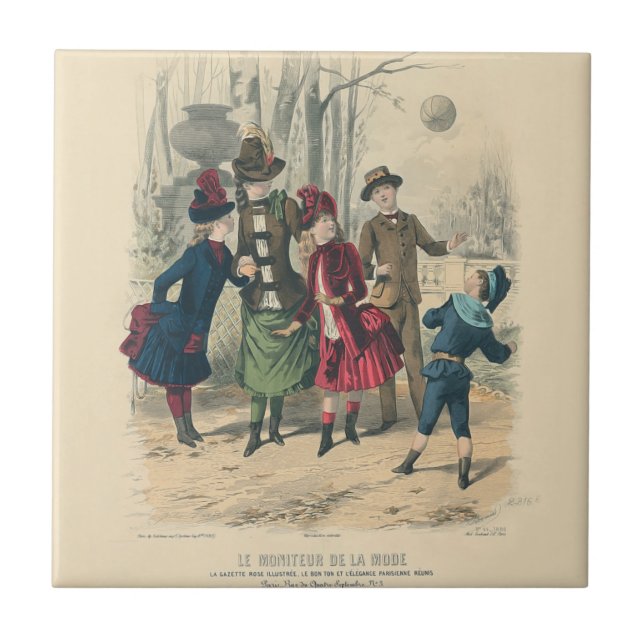 Carreau Enfants Famille Antique Victorienne Enfant (Devant)