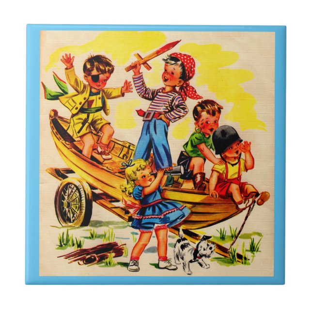 Carreau enfants jouant au pirate (Devant)