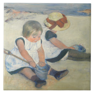 Carreau Enfants jouant sur la plage, 1884