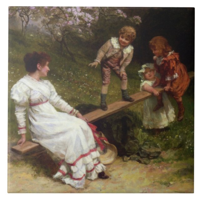 Carreau Enfants sur une balançoire (par Frederick Morgan) (Devant)
