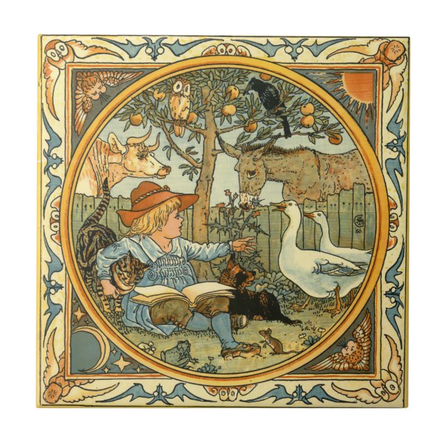 Carreau Enfants vintages et animaux par Walter Crane (Devant)