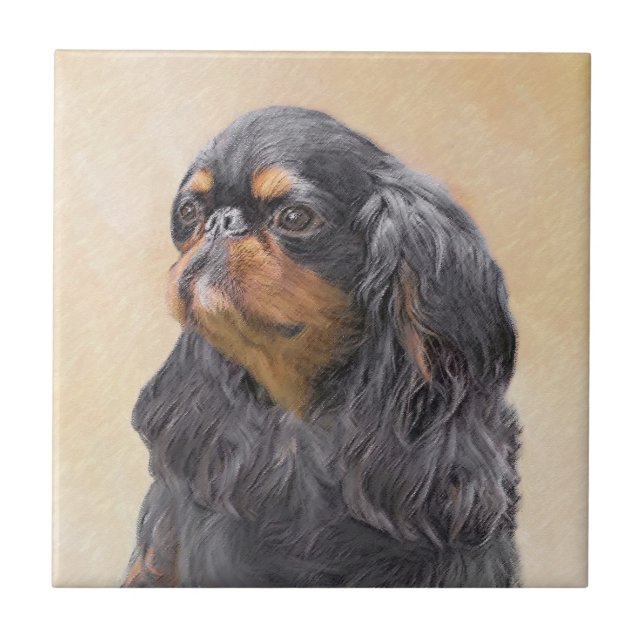 Carreau English Toy Spaniel Peinture Animal Art original (Devant)