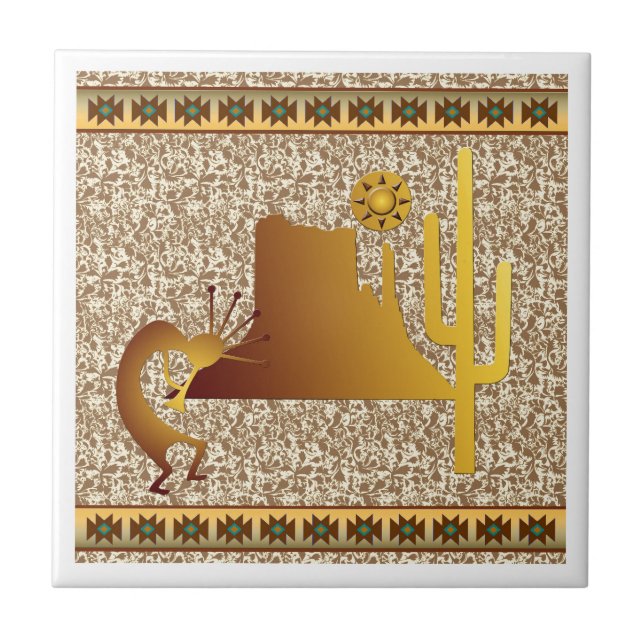 Carreau Ensemble Kokopelli Mesa & Cactus #1 (Devant)