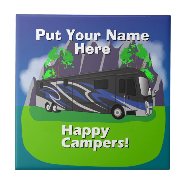 Carreau Entegra Aspire RV Blue Happy Camper Design (Devant)