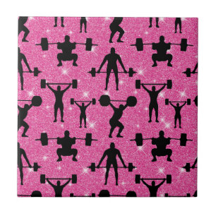 Carreau Entraînement Fitness Gym Sport Paillettes Roses