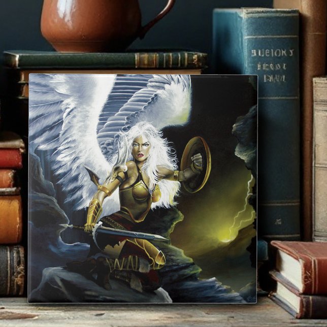 Carreau Épée d'ange guerrier de fantasy féroce (Créateur téléchargé)