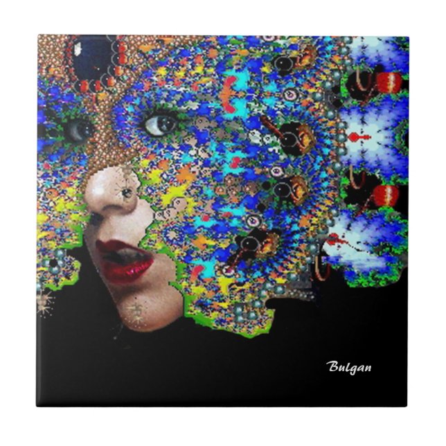 CARREAU EPHÉMERAL / FEMME AVEC MAQUETTE FRACTALE (Devant)