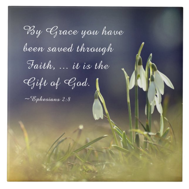 Carreau Éphésiens 2:8 Par Grâce Vous Avez Été Sauvé La Bib (Devant)