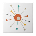 Carreau Époque atomique colorée Début mi-siècle moderne<br><div class="desc">Ce fabuleux carrelage décoratif moderne du milieu du siècle présente une étoile atomique aux couleurs turquoise bleu,  rouge,  bronzé,  jaune et noir. Cela fera un ajout coloré à votre projet de carrelage!</div>