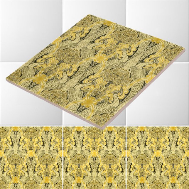 Carreau Époque victorienne Art Nouveau Peacocks & Honeysuc (Créateur téléchargé)