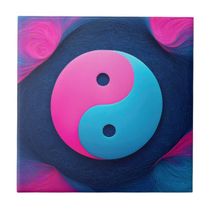 Carreau Équilibre géométrique : Neon Yin Yang Motif