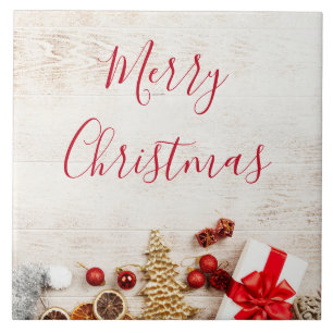 Carreau Équipe cycliste Christmas sur Rustic Wooden Board