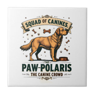 Carreau Équipe de Canidés Graphique Vintage de Chien avec 