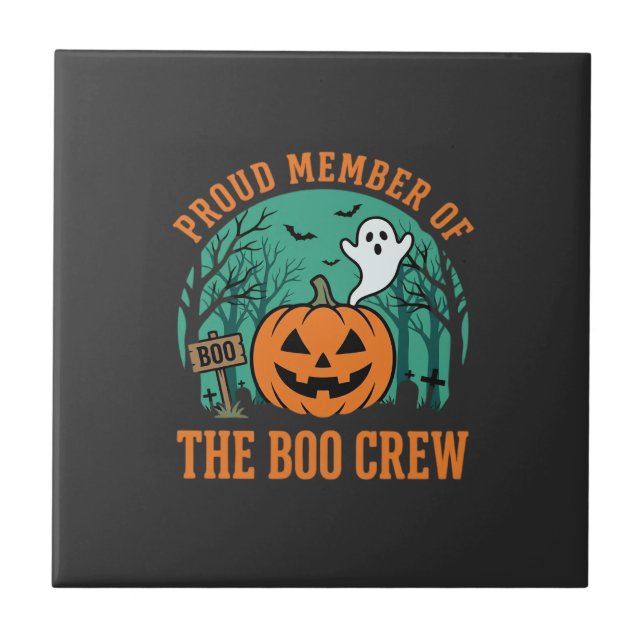 Carreau Équipe de fantômes de design de citrouille Hallowe (Devant)