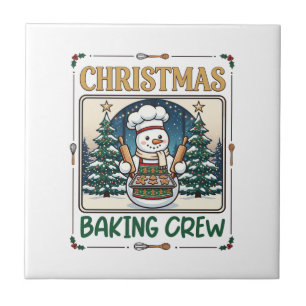 Carreau Équipe de pâtisserie de Noël Bonhomme de neige Che