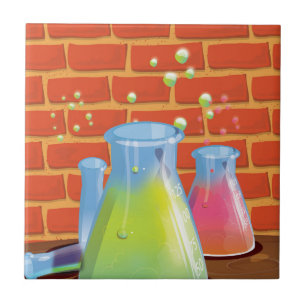 Carreau Équipement de science en verre de dessin animé sur
