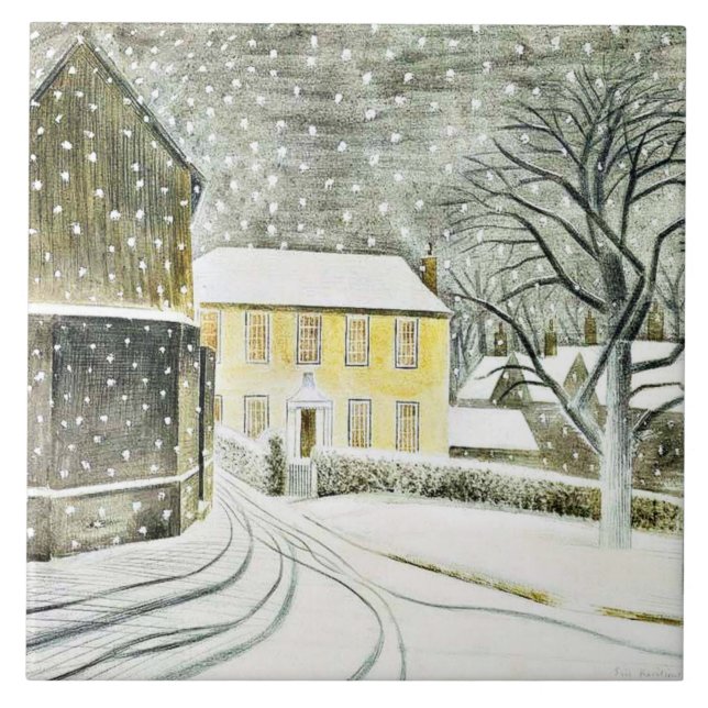 Carreau Eric Ravilious - chemin Hallstead en neige, (Devant)