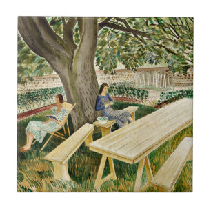 Carreau Eric Ravilious, Deux femmes dans un jardin,