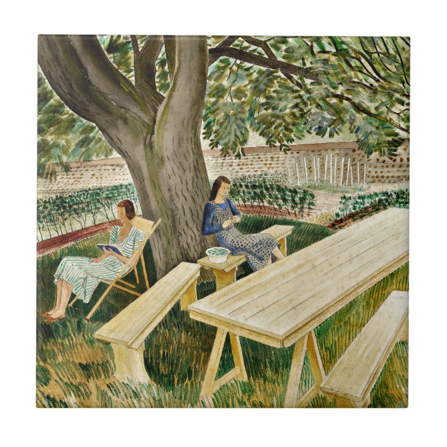 Carreau Eric Ravilious, Deux femmes dans un jardin, (Devant)