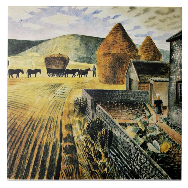 Carreau Eric Ravilious - Furlong, peinture d'art, (Devant)