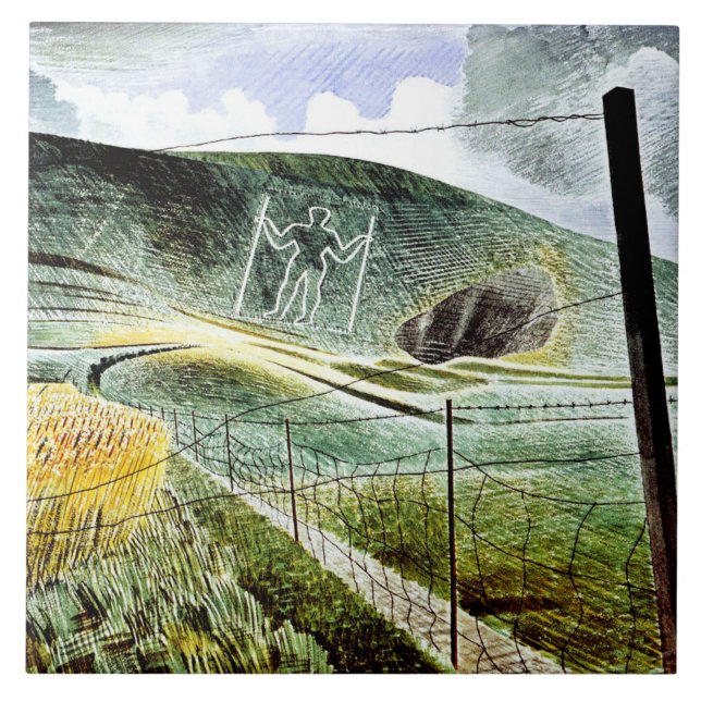 Carreau Eric Ravilious - Le Géant de Wilmington, beaux-art (Devant)