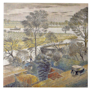Carreau Eric Ravilit art, Tamise de rivière, Eyot de chisw