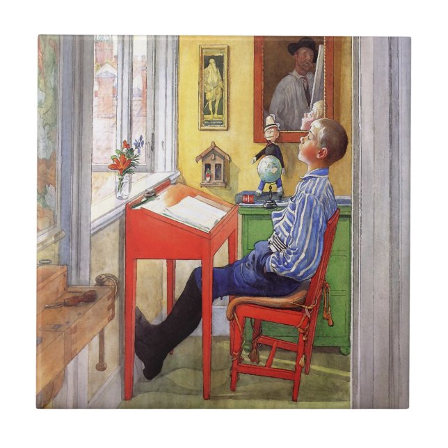 Carreau Esbjorn Faire ses devoirs par Carl Larsson (Devant)