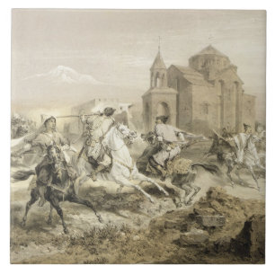 Carreau Escarmouche des Persans et des Kurdes en Arménie,