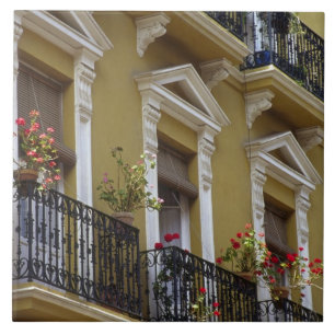 Carreau Espagne, Séville, Andalousie Géraniums débordent