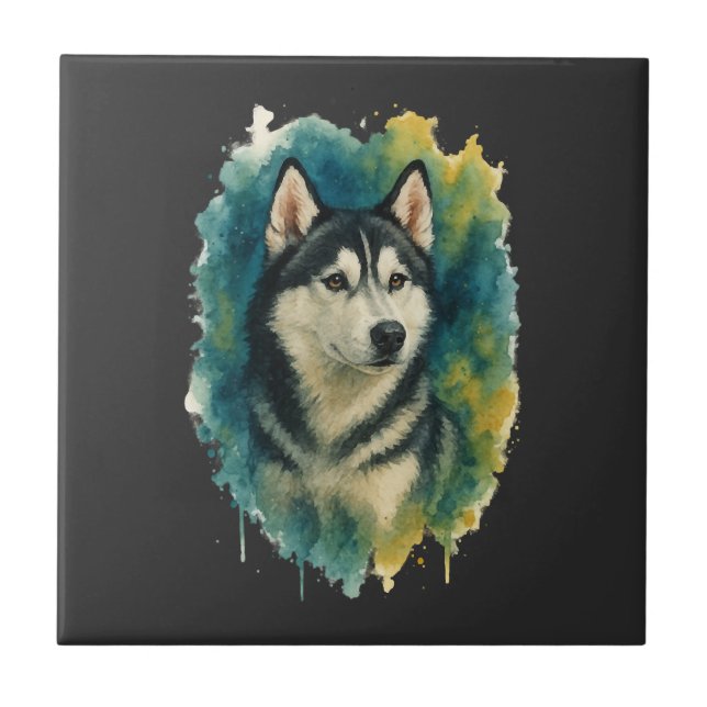 Carreau Esprit de Husky Aquarelle Majesté (Devant)