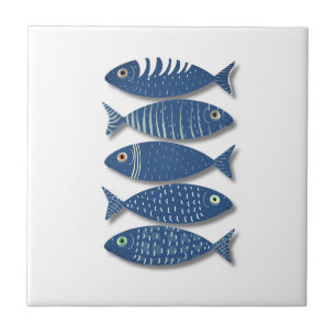 Carreau Esprit de Mer Illustrations Modernes de Poissons C