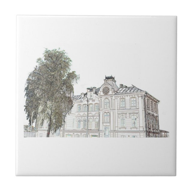 Carreau Esquisse de l'architecture ancienne synagogue (Devant)