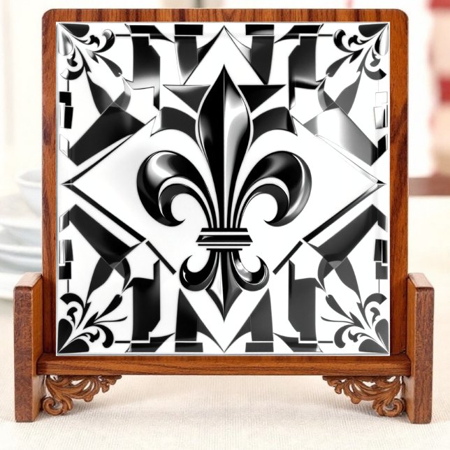 Carreau Essence de fleur noir et blanc (Créateur téléchargé)