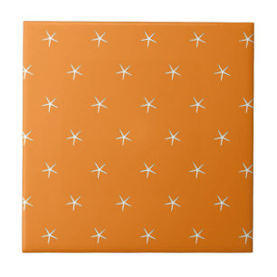 Carreau Estarfish blanche Motif Orange Nautical Beach Déc