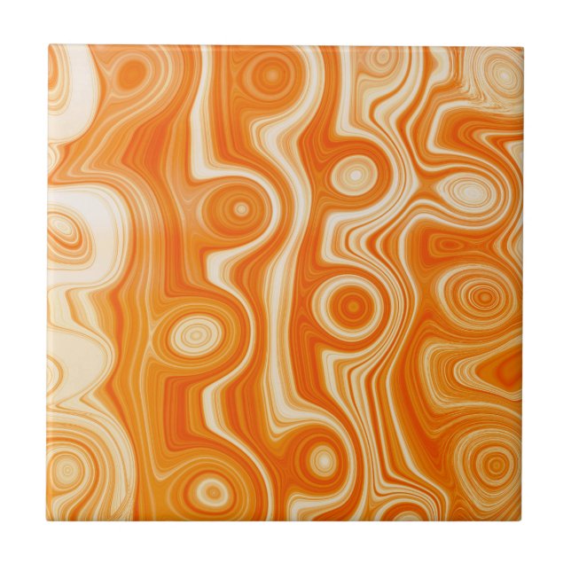 Carreau Esthétique Orange Liquide Swirl Cute Retro Mode (Devant)